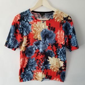 Talbots M Short Sleeve Contrast Sweater Top